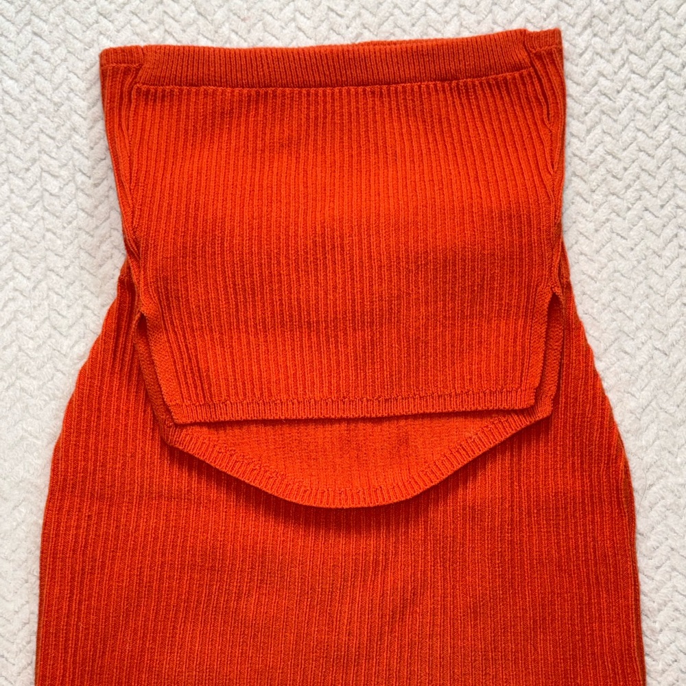 Orange Ribbed Knit Skirt - Picture 4 of 5